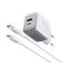 MOXOM MX-HC206 18W Fast PD 20W Type C na lightning punjač sivi - slika 1
