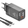 MOXOM Kućni punjač LX-HC824 60W PD Type C na Type C, Crni - slika 1