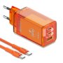 MOXOM Kućni punjač LX-HC824 60W PD Type C na Type C, narandžasta - slika 1