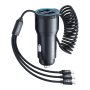 TRANYOO T-C23 Auto punjač 2x USB, 3/1 kabl, 30W - slika 1