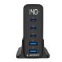 GEMBIRD TA-UC-2A3C-PD140-01-BK 5-port 140 W GaN USB fast charger, black - slika 1