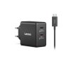LENOVO Dual USB-C 65W GaN punjač crni - slika 1