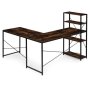 ModernHome Ugaoni radni sto sa policama – Walnut LOFT - slika 2