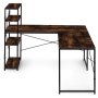 ModernHome Ugaoni radni sto sa policama – Walnut LOFT - slika 3