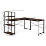 ModernHome Ugaoni radni sto sa policama – Walnut LOFT - slika 4