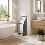 ModernHome Metalni držač za peškire sa 4 kraka, crni - slika 3
