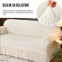 HOMEMATES 1+1 gratis retro pokrivač za dvosede i kauče od 145cm do 185cm - Bela - slika 4