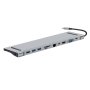 KETTZ Tip C HUB KT-1101G 111 4K HDMI VGA USB*3 SDTF USB-CPD AUX LAN - slika 1