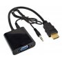 E-GREEN Adapter HDMI (M) - VGA D-sub (F) + Audio kabl 3.5mm (M/M) crni - slika 1