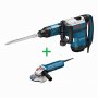 BOSCH plavi alat GSH 7 VC + GWS 9-125, Profesionalni elektro-pneumatski čekić za štemovanje sa SDS-plus prihvatom plus ugaona brusilica - slika 1