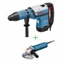 BOSCH plavi alat GBH 12-52 D + GWS 9-125, Profesionalni elektro-pneumatski čekić za bušenje sa SDS-max prihvatom plus ugaona brusilica - slika 1