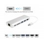 FAST ASIA Adapter-konvertor TIP C na HDMI + 2xUSB 3.0 + SD+ TIP C + RJ45 - slika 1