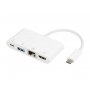 E-GREEN Adapter USB 3.1 tip C (M) - HDMI + USB3.0 + RJ45 + tip C (F) beli - slika 1