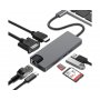 E-GREEN Adapter USB 3.1 Tip C (M) - HDMI+VGA+2X 3.0 USB + tip C + SD (F) - slika 1