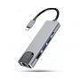 E-GREEN Adapter USB 3.1 Tip C (M) - HDMI+2X 3.0 USB + tip C + RJ45 (F) - slika 1