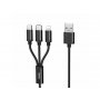 REMAX DATA kabl 3 u 1 (micro,tip-C,lightning) 1m REMAX crni - slika 1