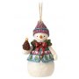 JIM SHORE Mini Snowman W/Pinecones Hanging Ornament Figure - slika 1