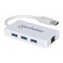 MANHATTAN Adapter USB 3.0Muški/3porta USB3.0+Gigabit RJ45port - slika 1
