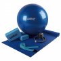 LiveUp LS3243 Joga set plavi prostirka + 2 joga bloka + lopta + kaiš + pumpa - slika 1